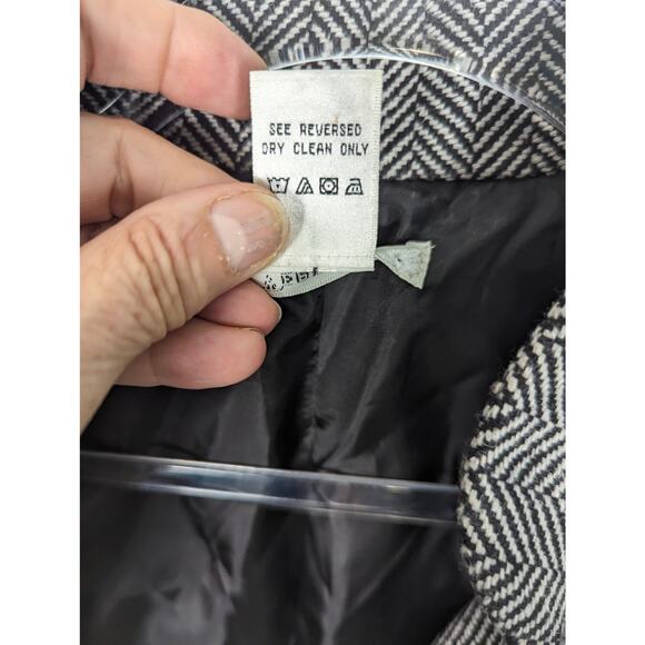 Vintage 90's Vertigo  Herringbone Blazer Short Sleeve Tulip Shape Wool Blend - Picture 4 of 7